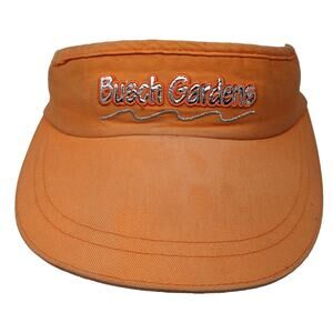 Busch Garden Strapback Sun Visor Cap Orange One Size Adjustable Embroidered